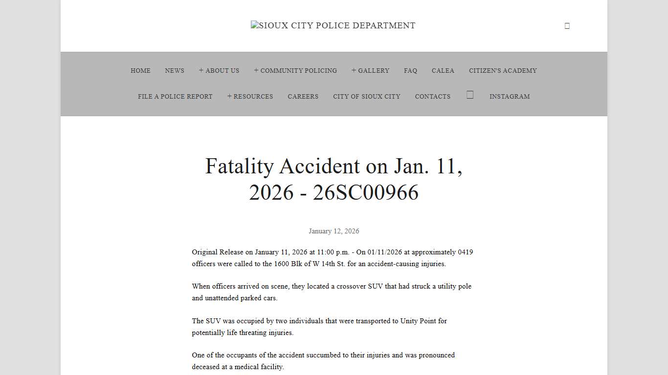 News — Sioux City Police Department